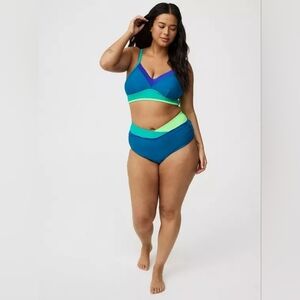 Torrid Blue & Neon Green Wireless Colorblock Bikini Swim Set 4X Nwt